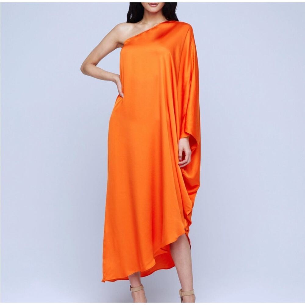 New L'agence dress Xs Orange One Shoulder Side Slit